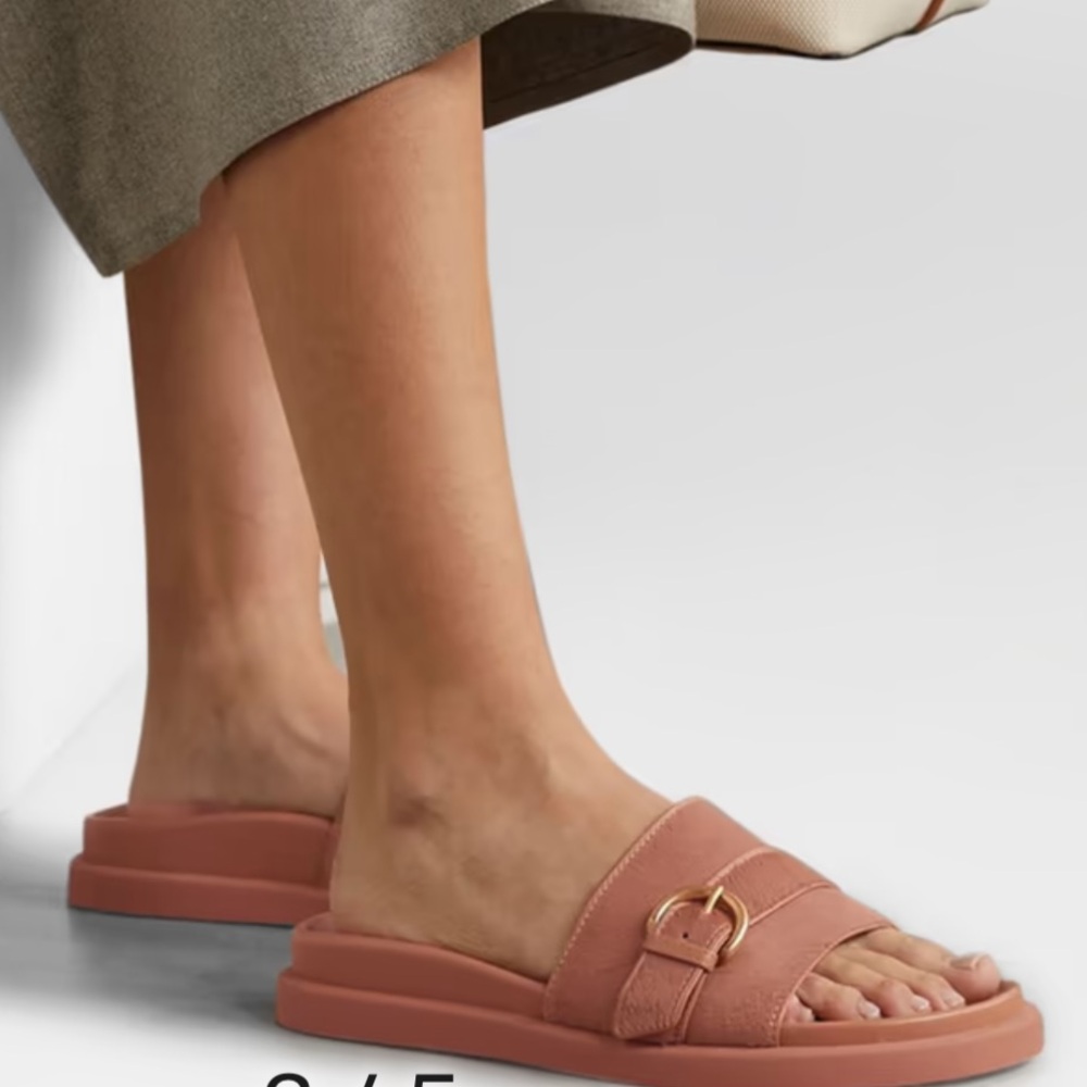 Gianvito Rossi Bilbao Buckled Calf Hair Slides In Antique Rose